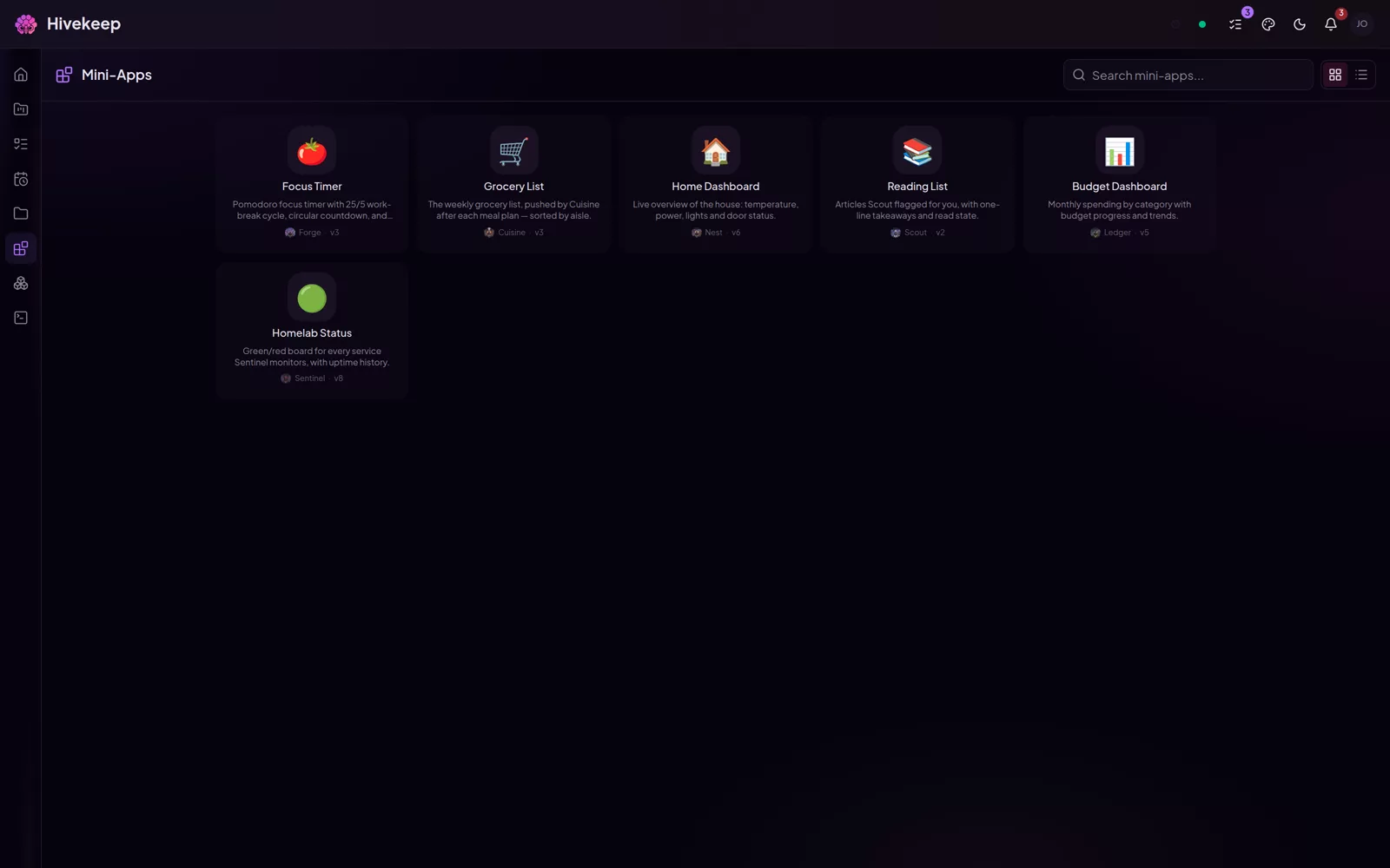 The mini-app shelf